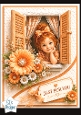 Orange Window & Cute Girl Just For You Card Topper