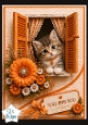 Cute Kitten in Orange Window Just For You Card Topper