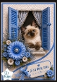 Blue Window Kitten Just For You Card Topper