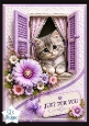 Lavender Window Kitten Just For You Card Topper