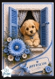 Blue Window Puppy Just For You Card Topper