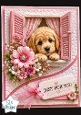 Pink Window Puppy Just For You Card Topper