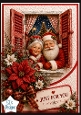 Santa & Mrs. Claus in Festive Window Just For You Card Topper