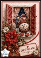 Snowman in Festive Window Just For You Christmas Card Topper
