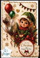 Festive Elf with Balloons Merry Christmas & Happy New Year Topper