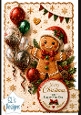 Gingerbread Santa with Festive Balloons Merry Christmas & Happy New Year Topper