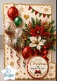 Poinsettias & Festive Balloons Merry Christmas & Happy New Year Topper