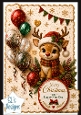 Cute Reindeer with Festive Balloons Merry Christmas & Happy New Year Topper