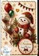 Snowman with Festive Balloons Merry Christmas & Happy New Year Topper