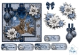 Winter Deer Card Topper – Elegant Blue & Silver Holiday Design