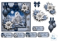 Winter Owls Card Topper – Elegant Blue & Silver Holiday Design