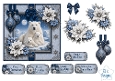 Winter Polar Bears Card Topper – Elegant Blue & Silver Holiday Design