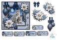 Winter Snow Leopards Card Topper – Elegant Blue & Silver Holiday Design