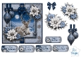 Winter Reindeer Card Topper – Elegant Blue & Silver Holiday Design