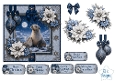 Winter Seals Card Topper – Elegant Blue & Silver Holiday Design