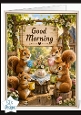 Morning Tea Party Squirrels with Colorful Mugs Good Morning Topper