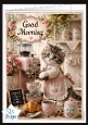 Shabby Chic Kitten Barista Good Morning Coffee Topper