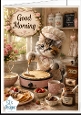 Shabby Chic Kitten Chef Making Crêpes Good Morning Topper