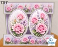 Elegant 7x7 Pink Rose & Lavender Floral Card Topper