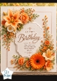 Elegant Orange & Cream Floral Birthday Topper with Gold Details