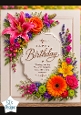 Vibrant Multicolor Floral Birthday Topper with Gold Accents