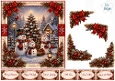 Whimsical Christmas Snowmen – Festive Tree & Cozy Winter Cabin Scene