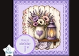 Lavender Happy Birthday Card Topper – Rustic Vase & Lantern Design
