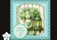 Green Rustic Happy Birthday Card Topper – Lantern & Floral Vase