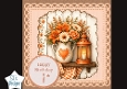 Peach Rustic Happy Birthday Card Topper – Lantern & Floral Pitcher