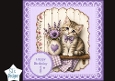 Lavender Kitten Happy Birthday Card Topper – Rustic Shelf & Floral Jug