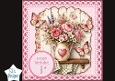 Pink Floral Happy Birthday Card Topper – Rustic Vase & Butterflies