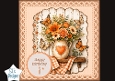 Orange Floral Happy Birthday Card Topper – Rustic Pitcher & Butterflies