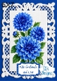 Elegant 5x7 Blue Dahlia Floral Card Topper for Handmade Crafts