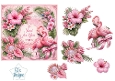Pink Flamingo Tropical Card Topper – Lace Frame & Floral Heart