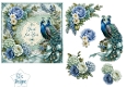 Teal Peacock Garden Card Topper – Lace Frame & Floral Jewel