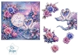 Romantic Swan Fantasy Card Topper – Lace Frame & Pastel Roses