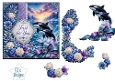 Orca Sunset Floral Card Topper – Lace Frame & Jewel Bow
