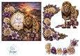 Golden Sunset Lion Card Topper – Floral Lace & Jewel Bow