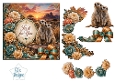Savanna Meerkat Sunset Card Topper – Floral Lace & Jewel Bow