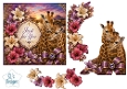 Golden Savanna Giraffe Card Topper – Floral Lace & Jewel Bow