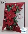 Elegant 5x7 Poinsettia Christmas Card Topper for Handmade Crafts