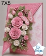 Elegant 7x5 Pink & Cream Rose Floral Card Topper with Butterfly
