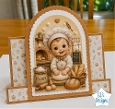 Cute Little Baker Card Topper with Bread & Kitchen Scene