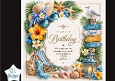 Tropical Beach Birthday Card Kit with Decoupage, Summer Embellishments, Sentiments & Matching Elements