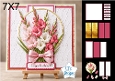 Magnificent Gladiolus Bouquet 7x7 Card Kit with Decoupage, Gold Foil Accents, Sentiments & Matching Elements