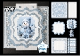 Cute Snowman 7x7 Christmas Card Kit with Decoupage, Snowflake Frames, Sentiments & Layered Elements