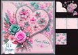Pink & Teal Floral Heart Birthday Card Kit