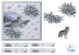 Winter Wolf Christmas Card Kit – Mistletoe, Snowflakes & Mountain Lake
