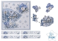 Snowman Winter Christmas Card Kit – Blue Crocuses, Snowy Cottage & Snowflakes