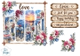 Santorini Sunset Floral Panel Card Topper